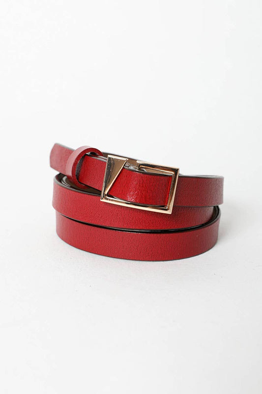 Asymmetrical Buckle Belt- Red
