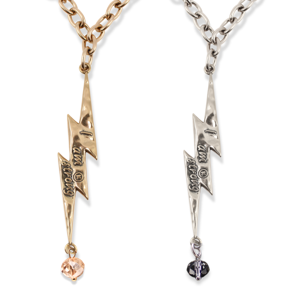 I Am Strong Lightning Bolt Choker Necklace: Gold / M/L (22")