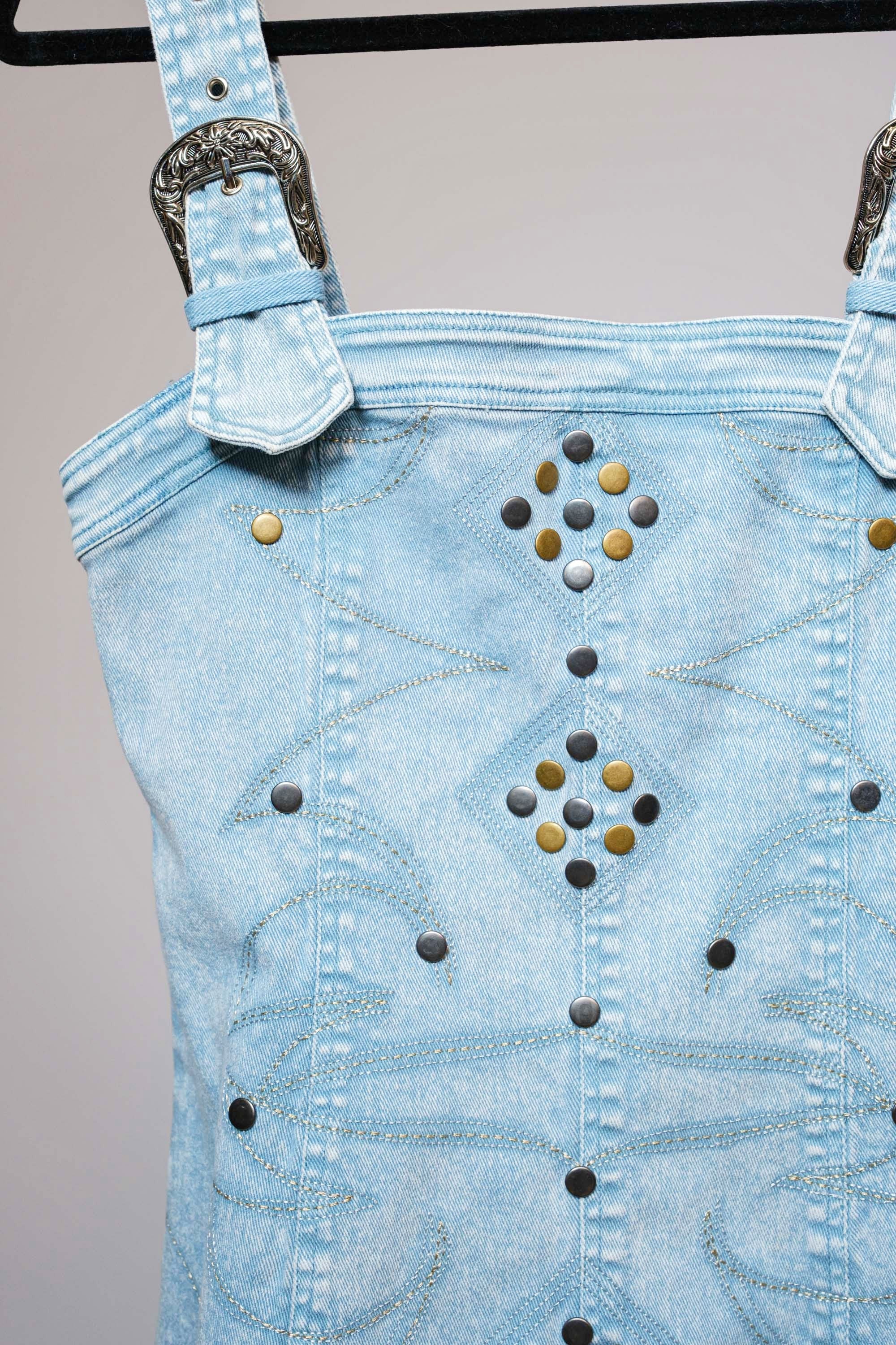 WESTERN STUDDED DENIM DRESS