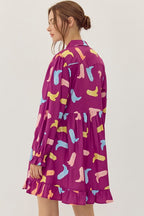 Magenta Cowgirl Shirt Dress