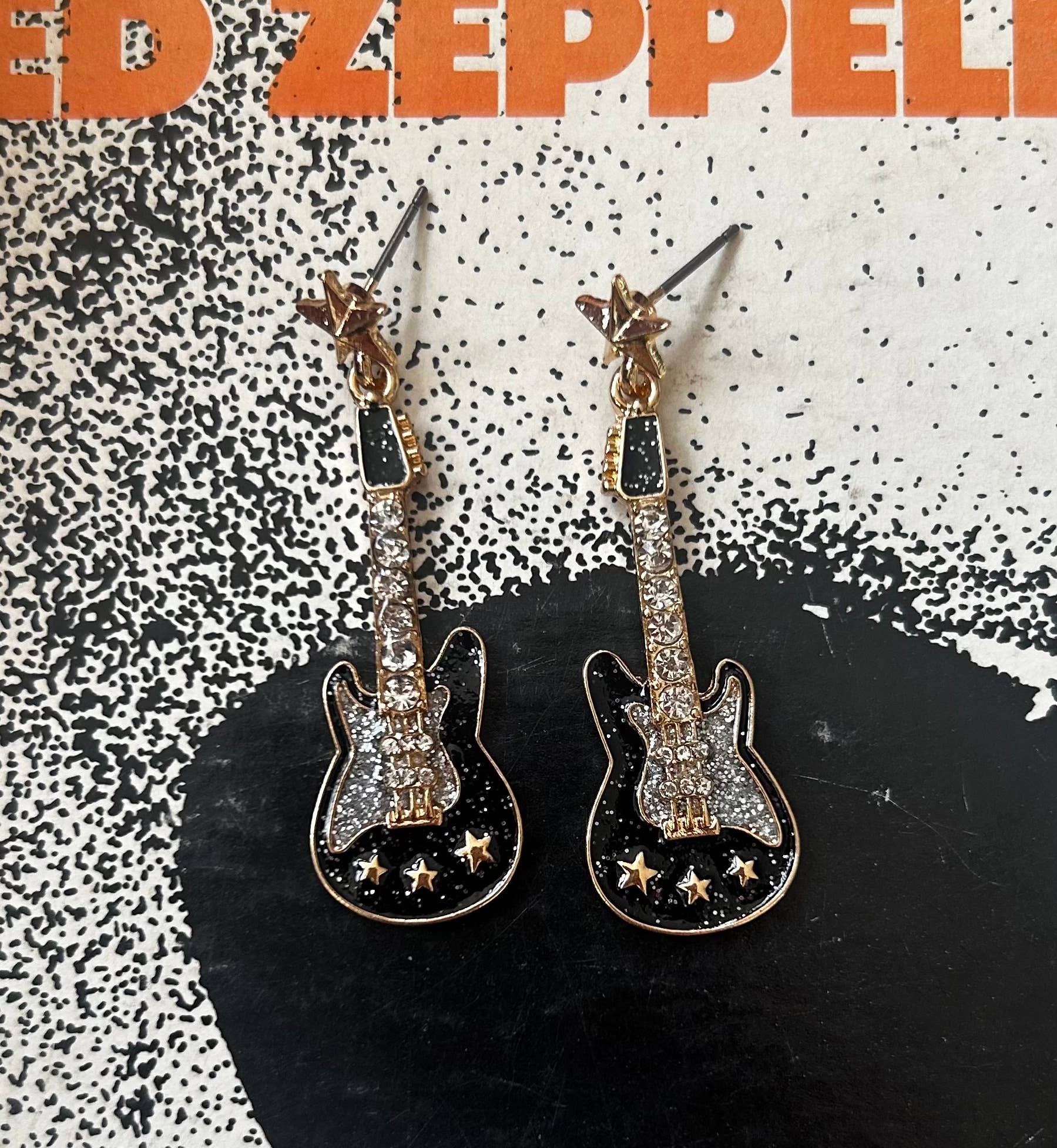 Black Electric Guitar Earrings