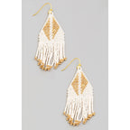 Triangle Seed Bead Fringe Earrings