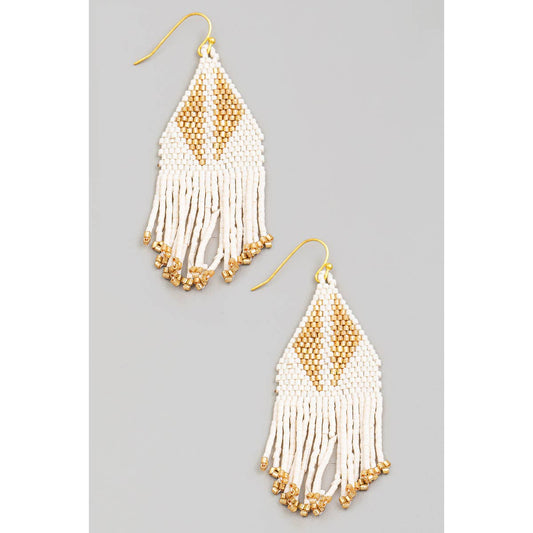 Triangle Seed Bead Fringe Earrings