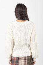 Lace Trim Oversized Knit Sweater