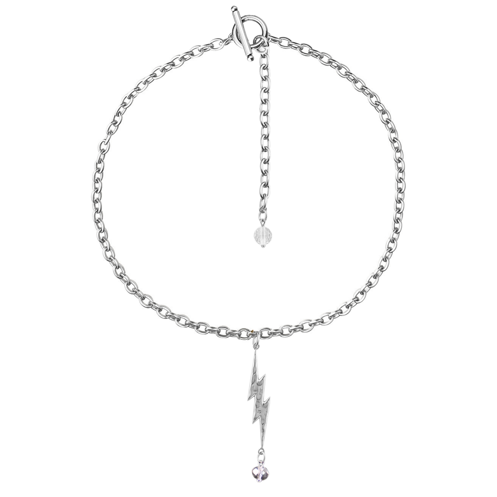 I Am Strong Lightning Bolt Choker Necklace: Gold / M/L (22")