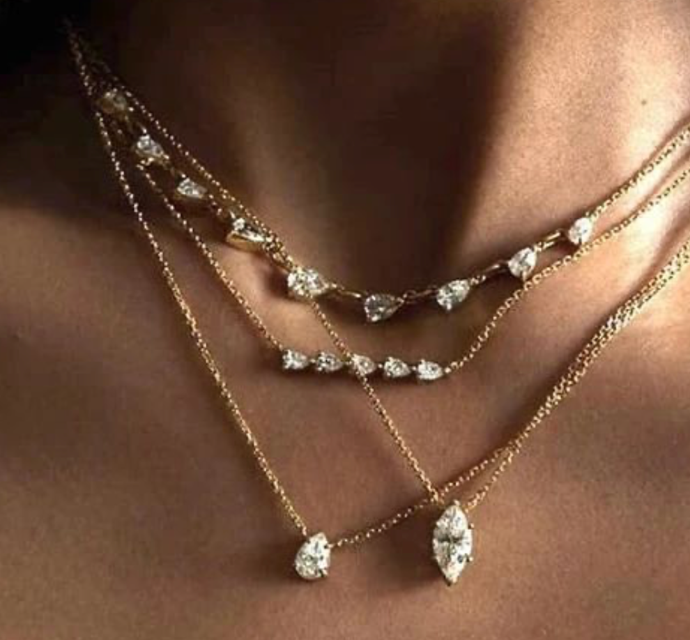5 Stone Bar 14K gold Necklace