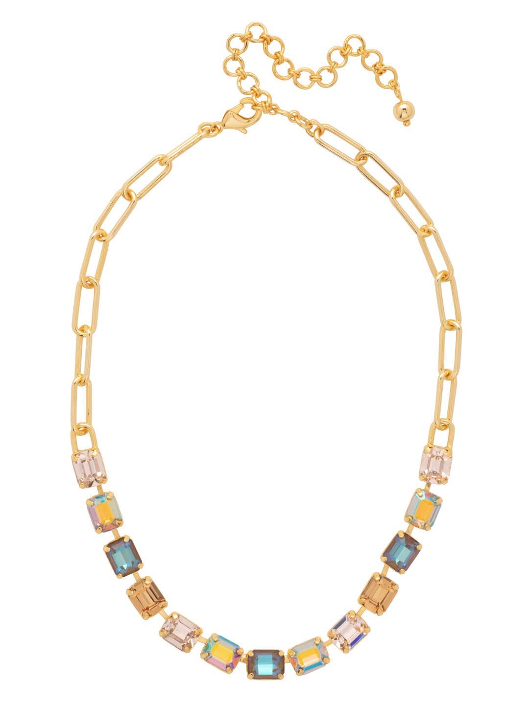 Octavia Paperclip Tennis Necklace - Beige