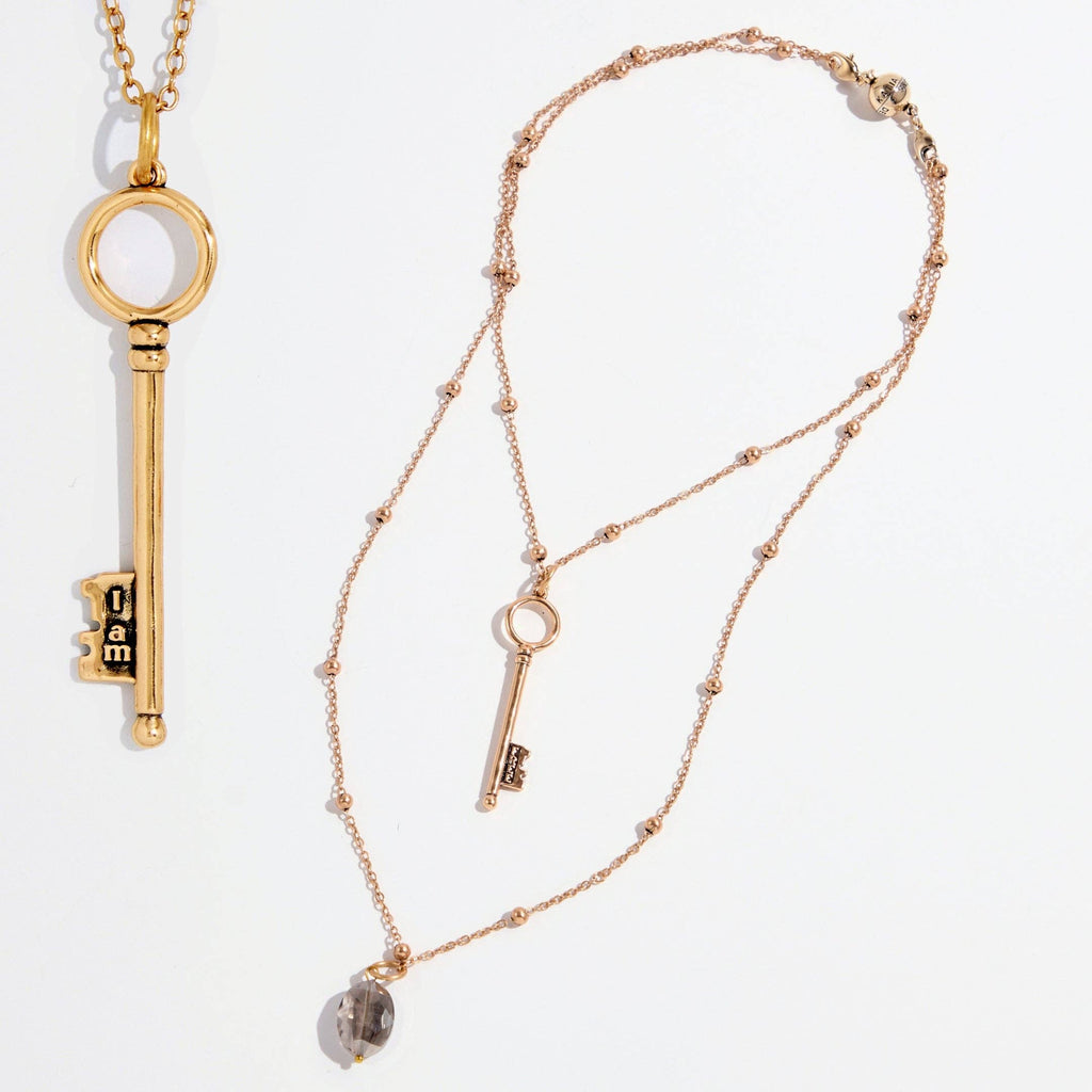I Am Free Key Dainty Necklace: Gold