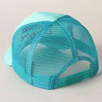 Costal Cowgirl Embroidered Mesh Back Baseball Cap: TURQUOISE / ONE SIZE