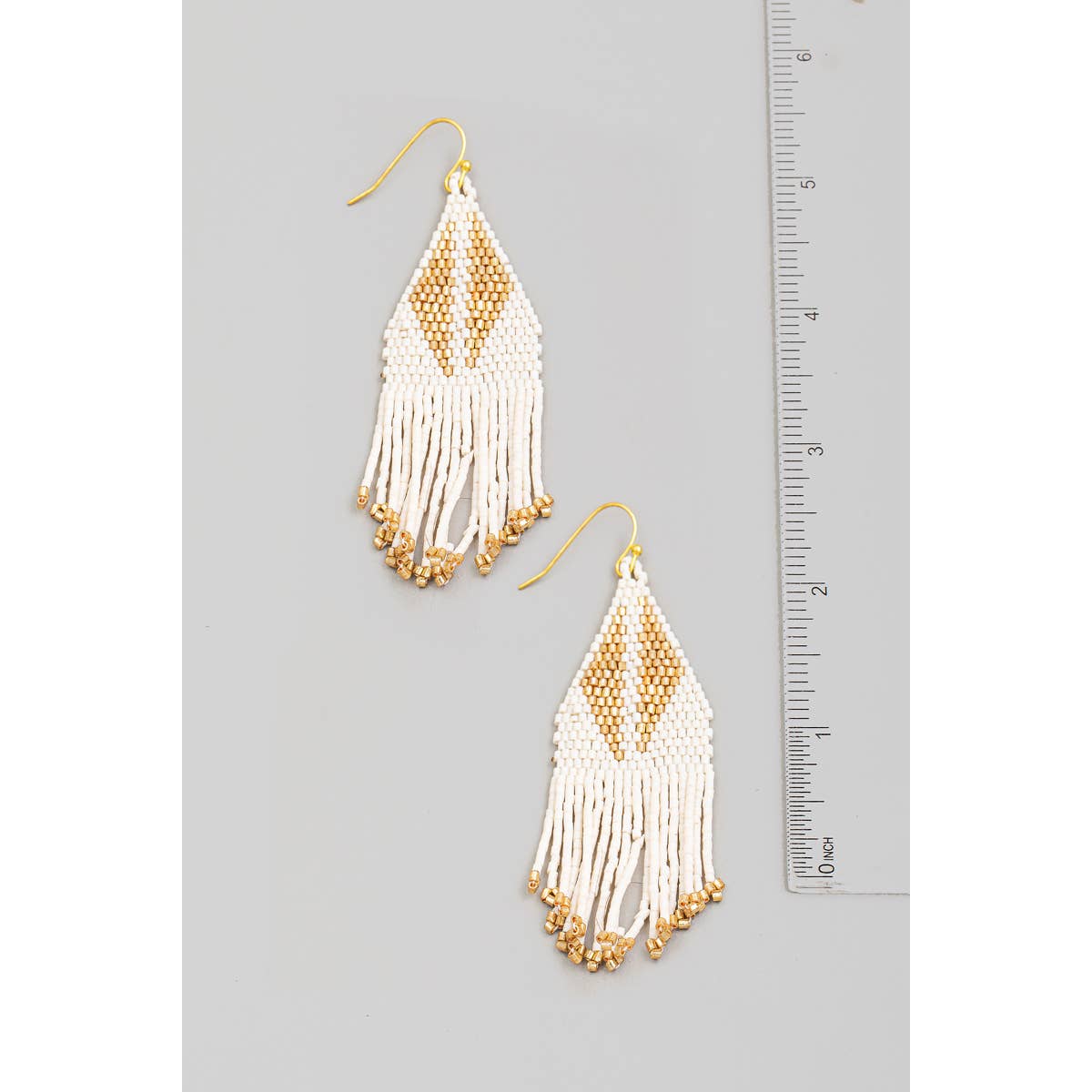 Triangle Seed Bead Fringe Earrings