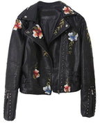 Faux leather floral jacket