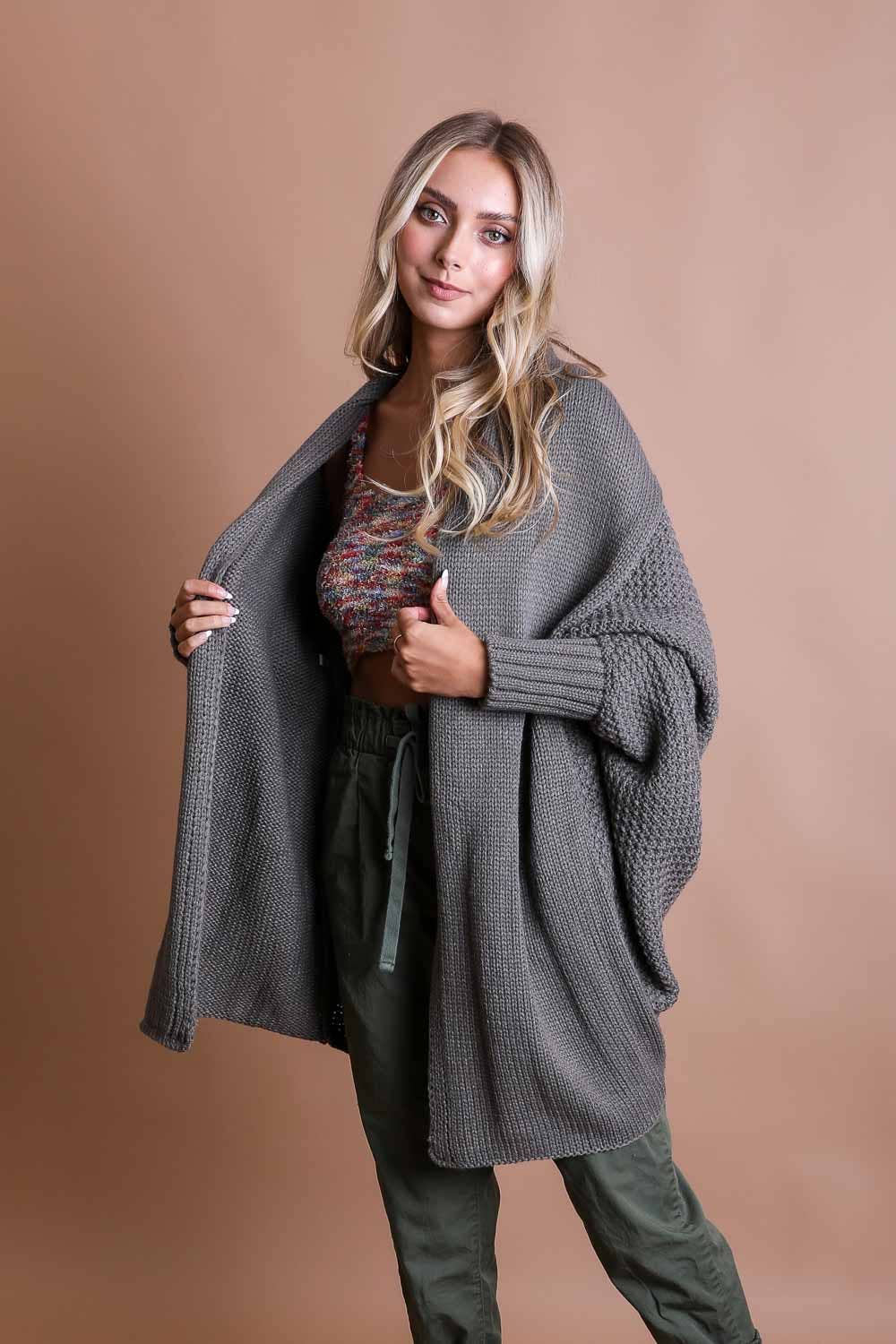 Bat Sleeve Knit Cardigan