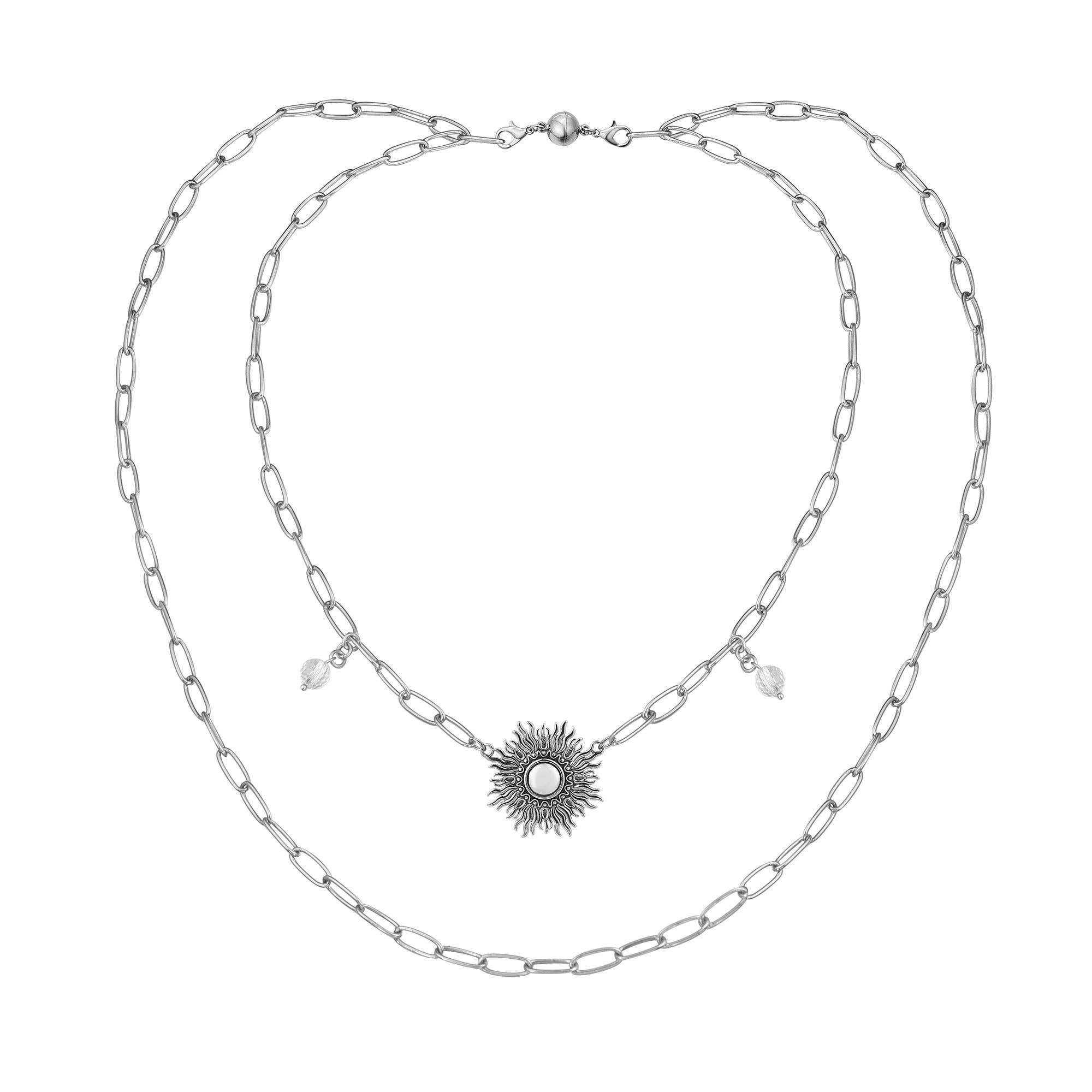 Perfectly Imperfect Starburst Long Chain Necklace: Silver Finish