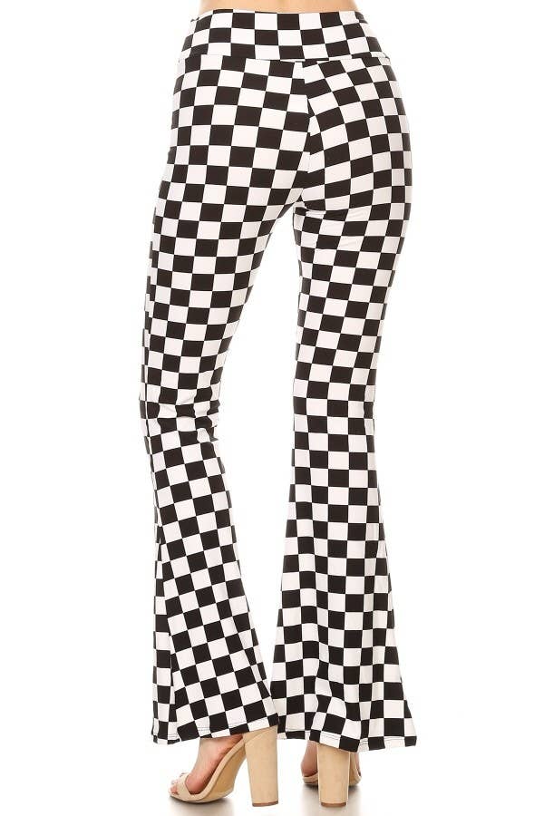Checkered Bell Bottom Flare Pants