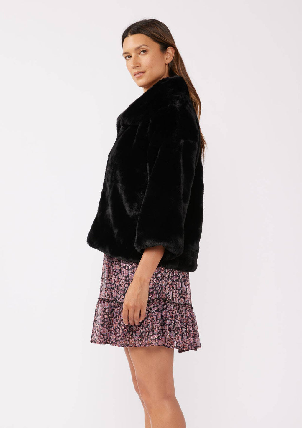 Black Luxe Faux Fur Coat
