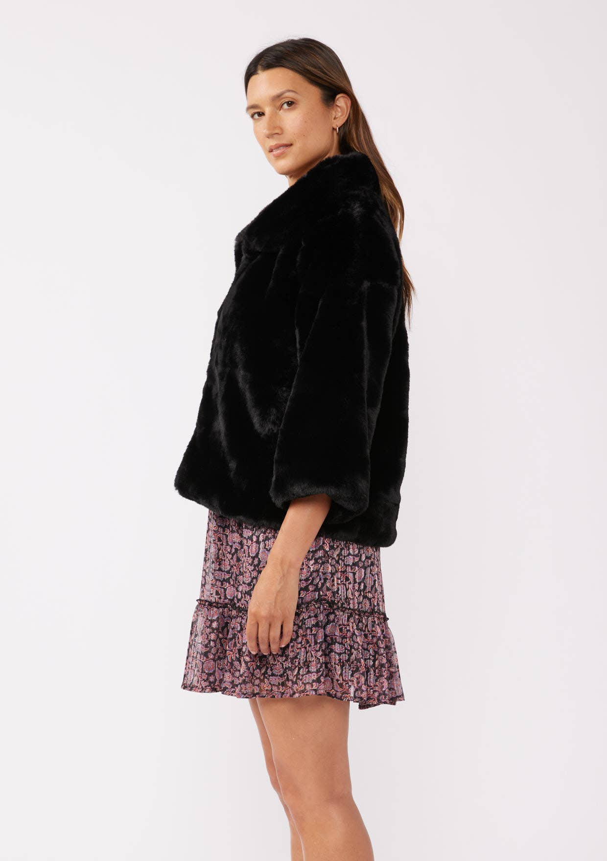Black Luxe Faux Fur Coat