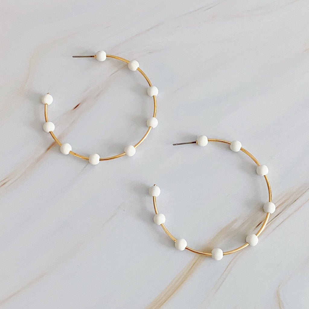Games On Cloud Nine Hoop Earrings: White