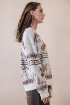 Oversized Western Graphic Knit Sweater