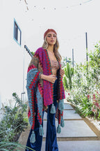 Crochet Magenta Ruana Sweater