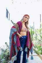 Crochet Magenta Ruana Sweater