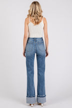 Petra153 Wide Leg Cuffed Denim Jeans
