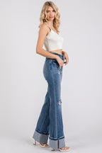 Petra153 Wide Leg Cuffed Denim Jeans