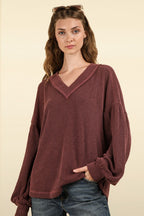 V-neck Balloon Sleeve Top